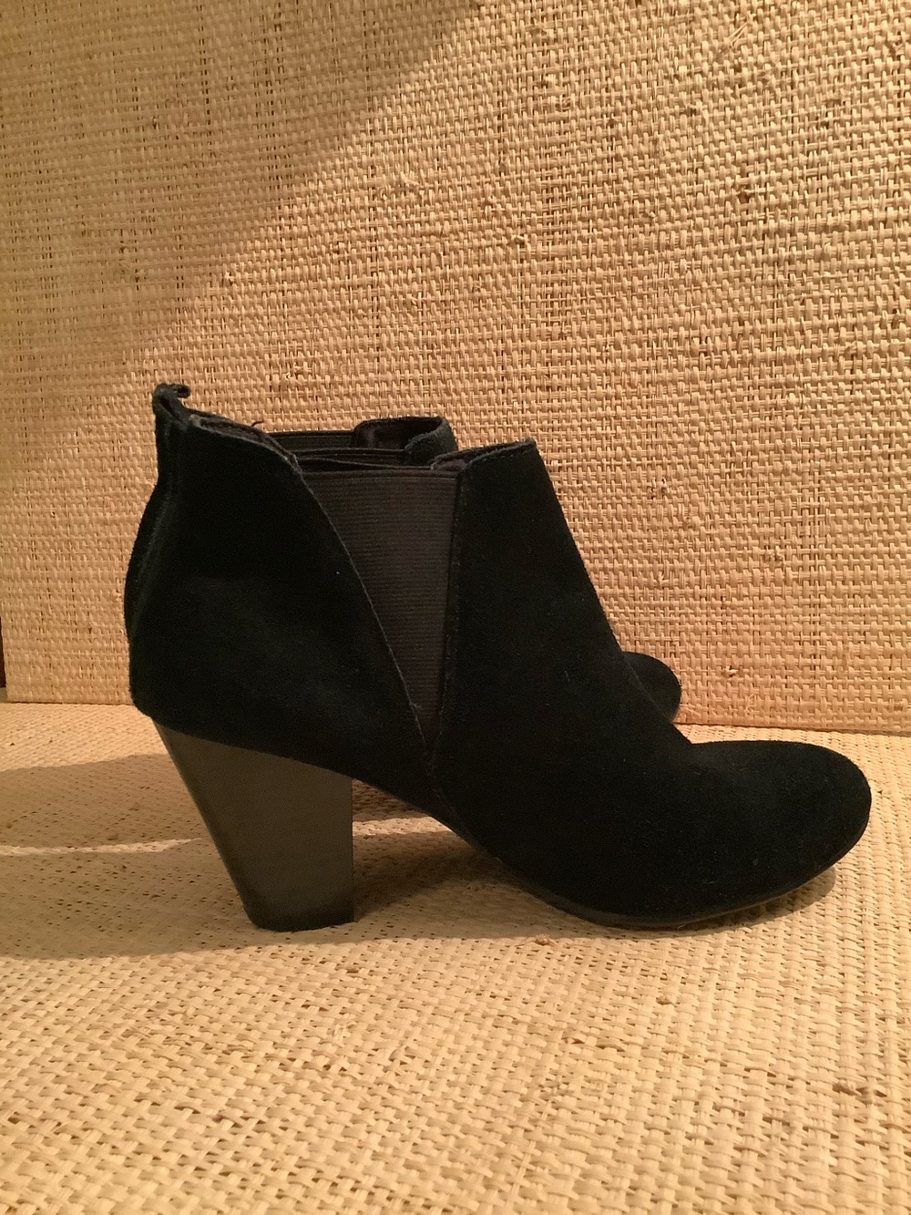 Black Suede Ankle Booties with Block Heel Arizona Jean Company  7.5